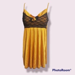 Gold and Black Sweetheart Nightgown Slip